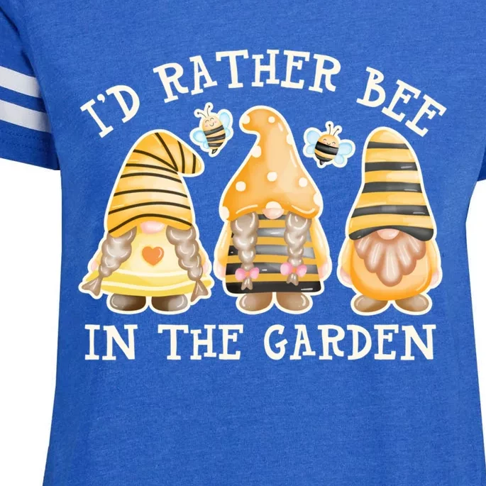 ID Rather Bee In The Garden Gnome Pun Cute Bee Gnome Gift Enza Ladies Jersey Football T-Shirt