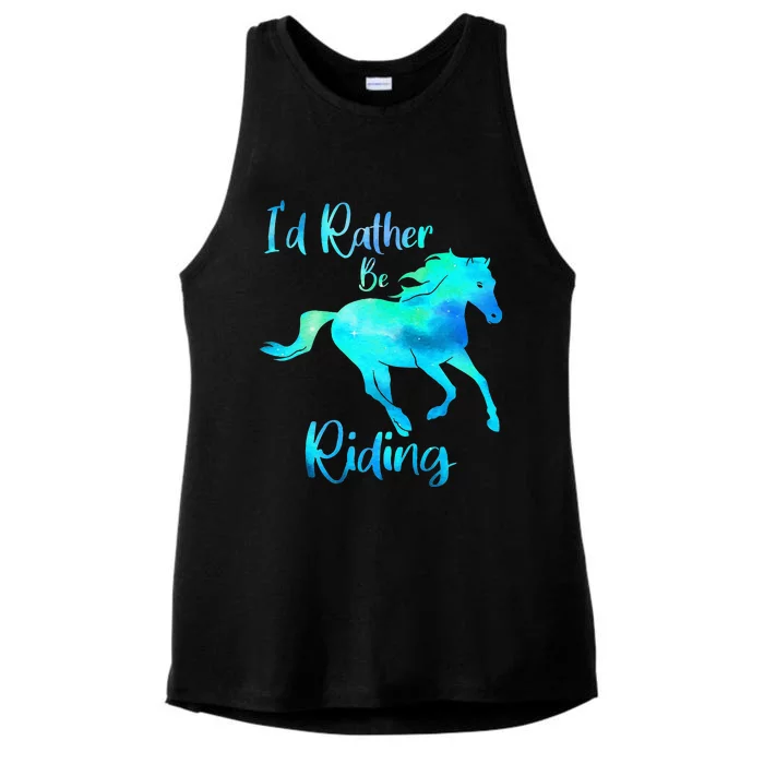 I’d Rather Be Riding Horse Lover Ladies Tri-Blend Wicking Tank