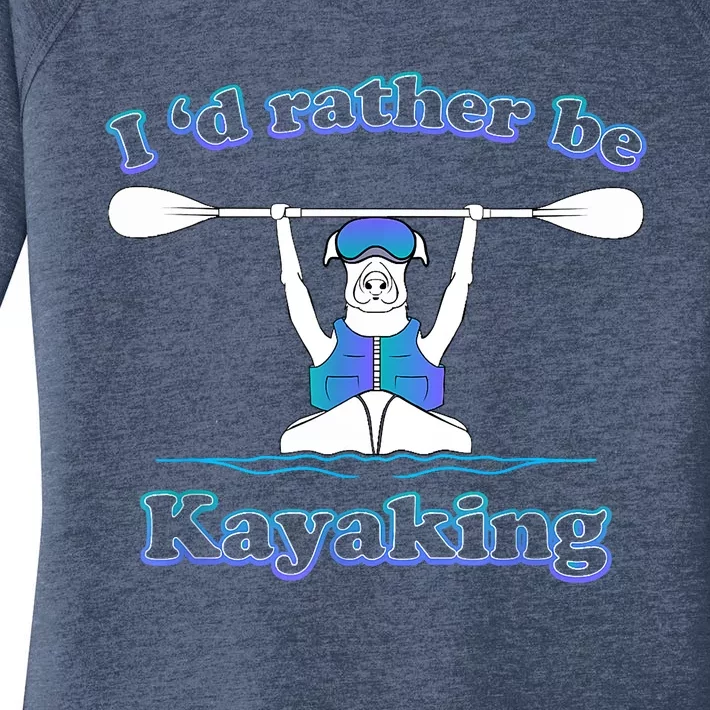 Id Rather Be Kayaking With Dog Funny Dog Kayak Graphic Women's Perfect Tri Tunic Long Sleeve Shirt