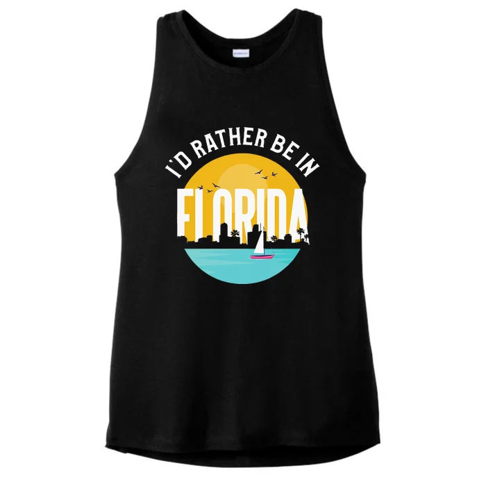 ID Rather Be In Florida Ladies Tri-Blend Wicking Tank