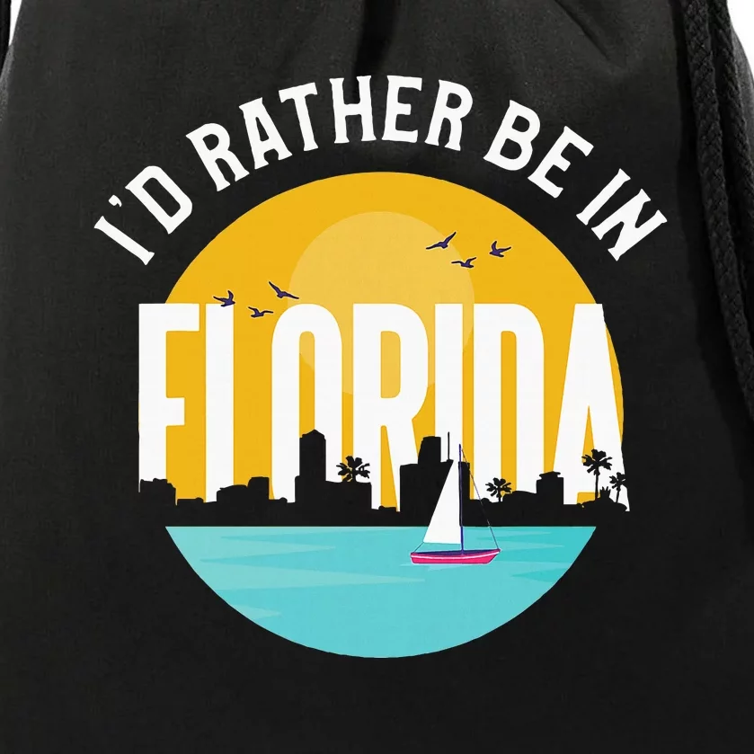 ID Rather Be In Florida Drawstring Bag