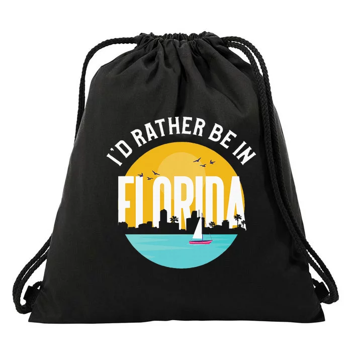 ID Rather Be In Florida Drawstring Bag