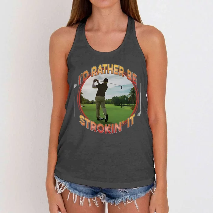 Id Rather Be Strokin It Women's Knotted Racerback Tank