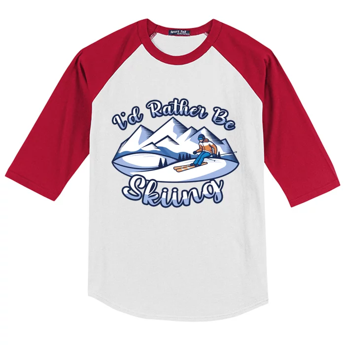 Id Rather Be Skiing Ski Enthusiast Design Meaningful Gift Kids Colorblock Raglan Jersey