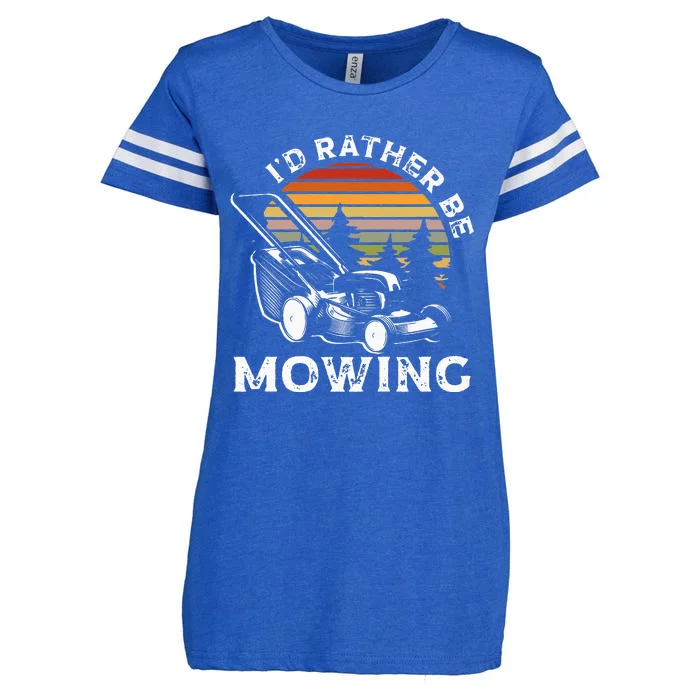 Id Rather Be Mowing Lawn Mowing Gardener Enza Ladies Jersey Football T-Shirt