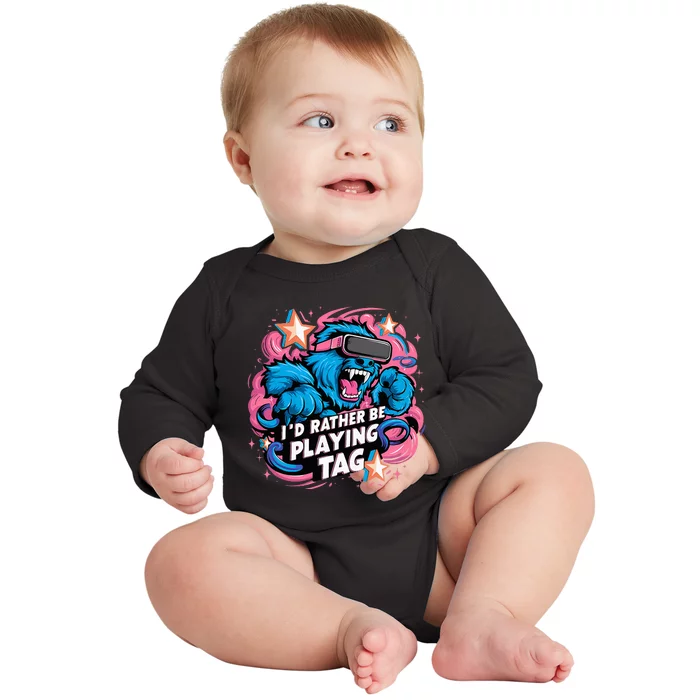 Id Rather Be Playing Tag Gorilla Baby Long Sleeve Bodysuit