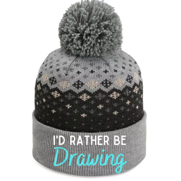 I'd Rather Be Drawing Gift Funny Drawing Gift Artist Gift The Baniff Cuffed Pom Beanie