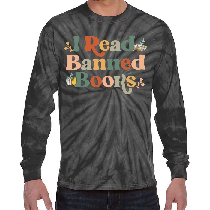 I Read Banned Books Week Librarian Freadom Reader Nerd Men Tie-Dye Long Sleeve Shirt