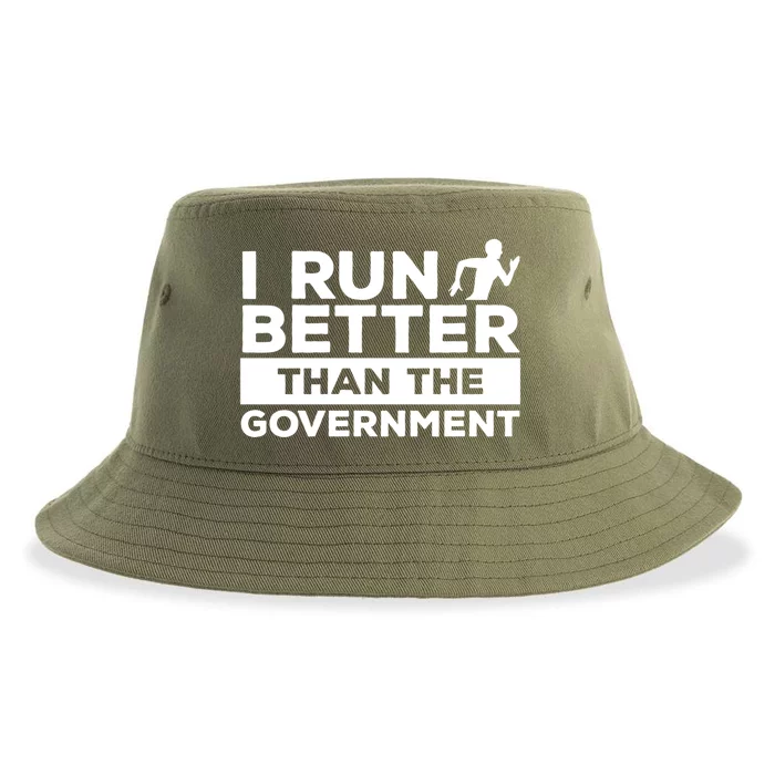 I Run Better Than The Governt Marathon Running Runner Cute Gift Sustainable Bucket Hat