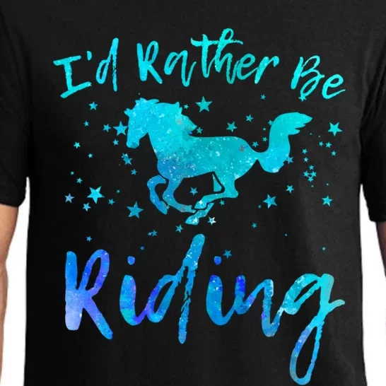 I'd Rather Be Riding Funny Horse Equestrian Rider Graphic Gift Pajama Set