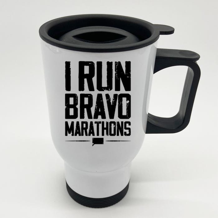 I Run Bravo Marathon Running Runner Sprinter 5k 10k Race Gift Front & Back Stainless Steel Travel Mug