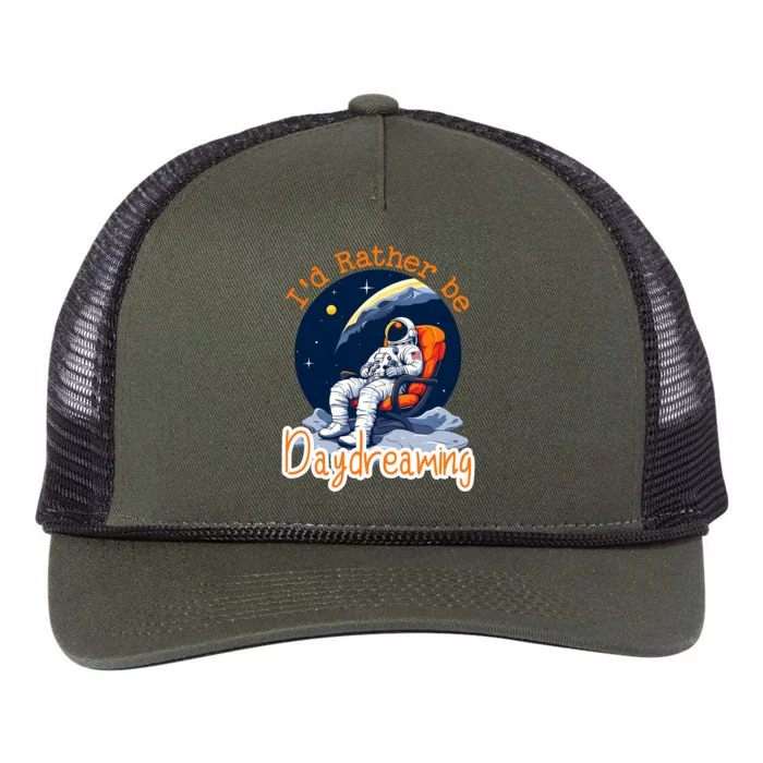 ID Rather Be Daydreaming Funny Astronaut Art Retro Rope Trucker Hat Cap