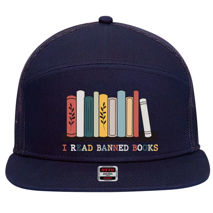 I Read Banned Books Week Librarian Reader Nerd 7 Panel Mesh Trucker Snapback Hat