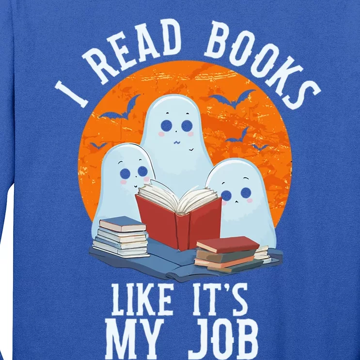 I Read Books Like Its My Job Cute Halloween Ghosts Reading Gift Long Sleeve Shirt