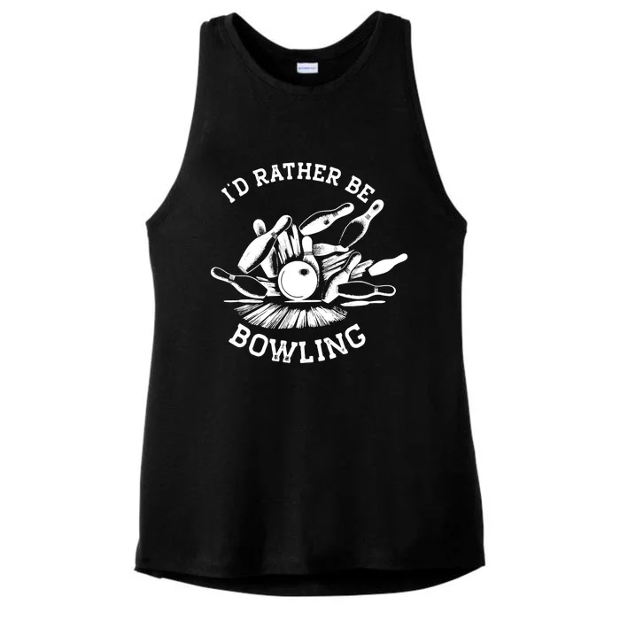 ID Rather Be Bowling Vintage 1950s Style For Bowling Cute Gift Ladies Tri-Blend Wicking Tank