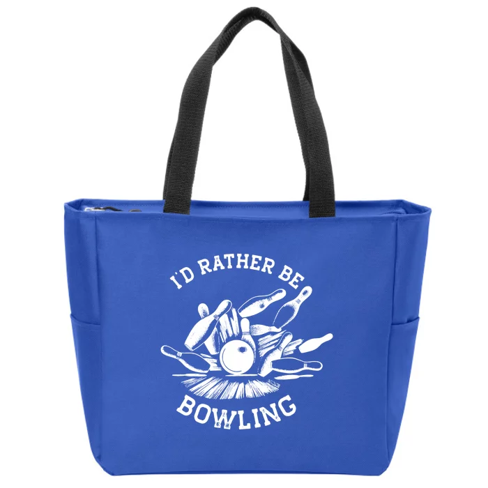 ID Rather Be Bowling Vintage 1950s Style For Bowling Cute Gift Zip Tote Bag