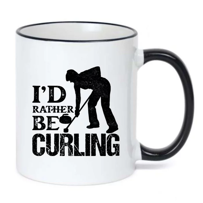 ID Rather Be Curling Ice Sport Broom Curler Gift Black Color Changing Mug