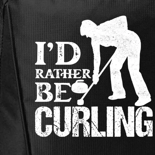 ID Rather Be Curling Ice Sport Broom Curler Gift City Backpack