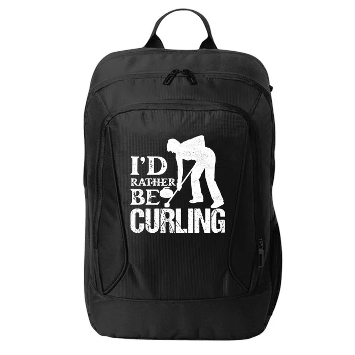 ID Rather Be Curling Ice Sport Broom Curler Gift City Backpack