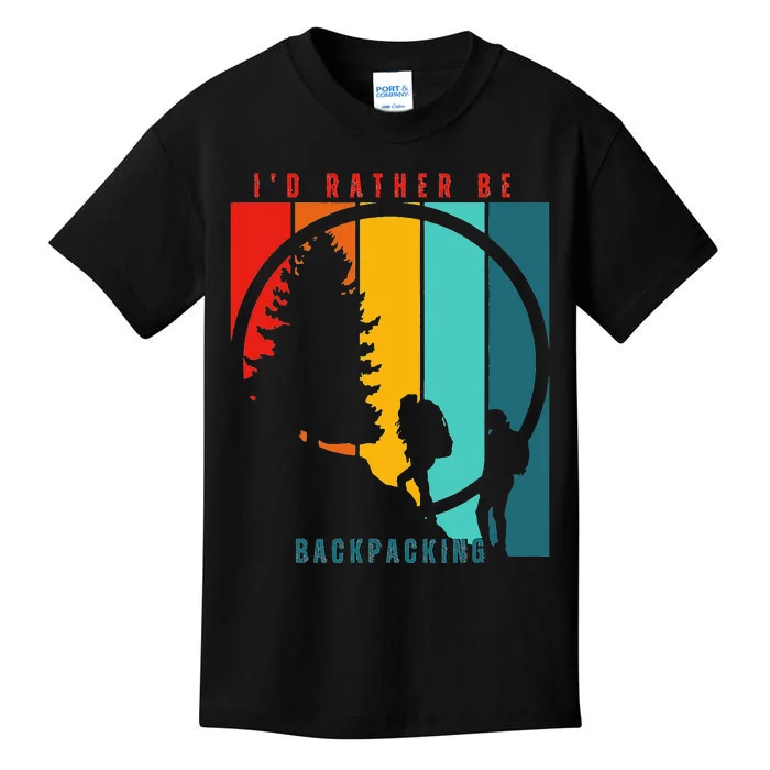 I'd Rather Be Backpacking, Retro Sunset, Camping Adventure Kids T-Shirt