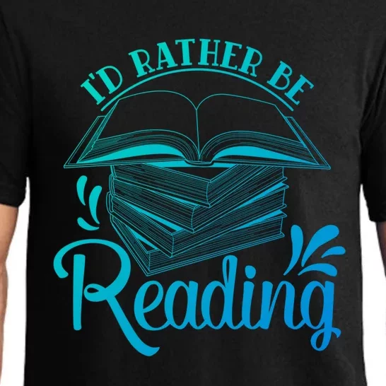 Id Rather Be Reading Book Lover Pile Of Books Gift Pajama Set