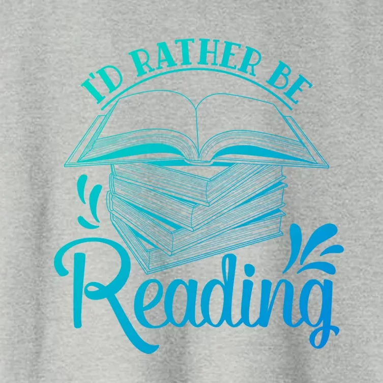 Id Rather Be Reading Book Lover Pile Of Books Gift Women's Crop Top Tee