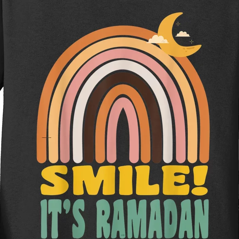 It's Ramadan Bro Smile Muslim's Fasting Month Rainbow Kids Long Sleeve Shirt