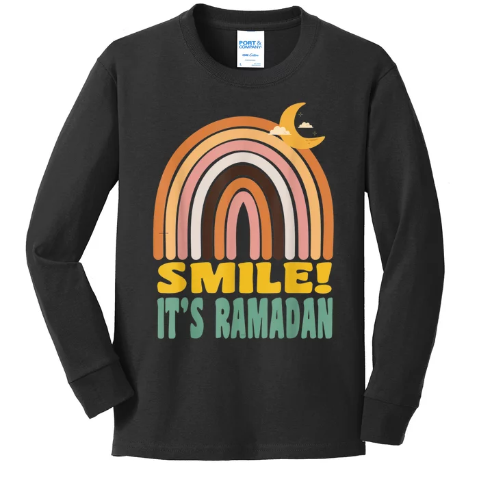 It's Ramadan Bro Smile Muslim's Fasting Month Rainbow Kids Long Sleeve Shirt