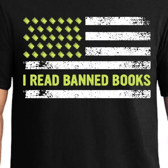 I Read Banned Books Retro Usa Flag Reading Librarian Reader Pajama Set