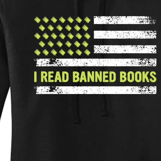 I Read Banned Books Retro Usa Flag Reading Librarian Reader Women's Pullover Hoodie