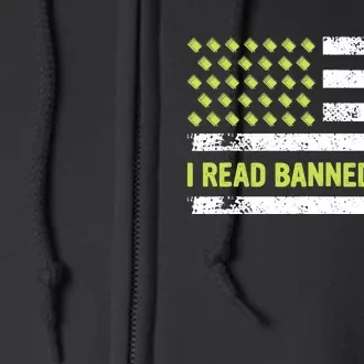 I Read Banned Books Retro Usa Flag Reading Librarian Reader Full Zip Hoodie