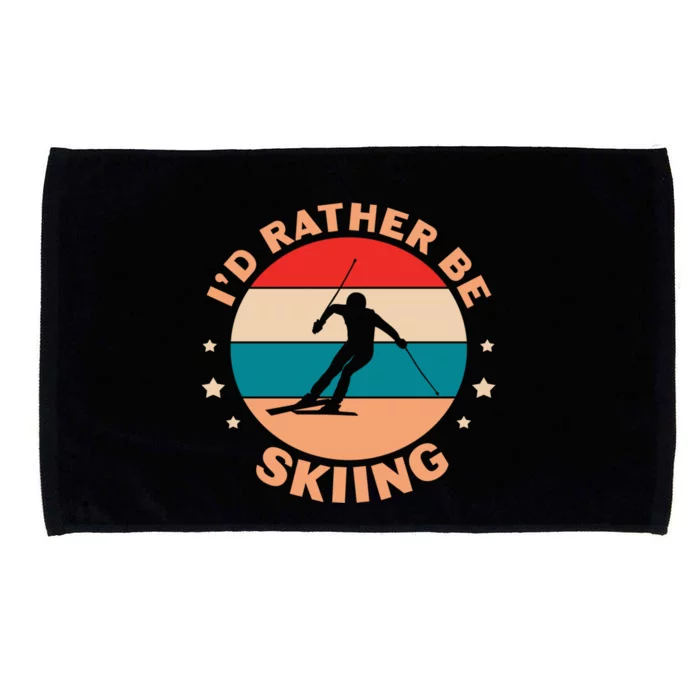 Id Rather Be Skiing Ski Skier Retro Vintage Gift Microfiber Hand Towel