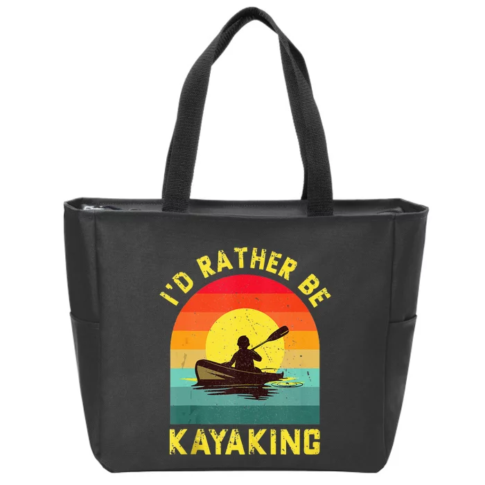 Id Rather Be Kayaking Vintage Distressed Kayak Lover Gift Zip Tote Bag