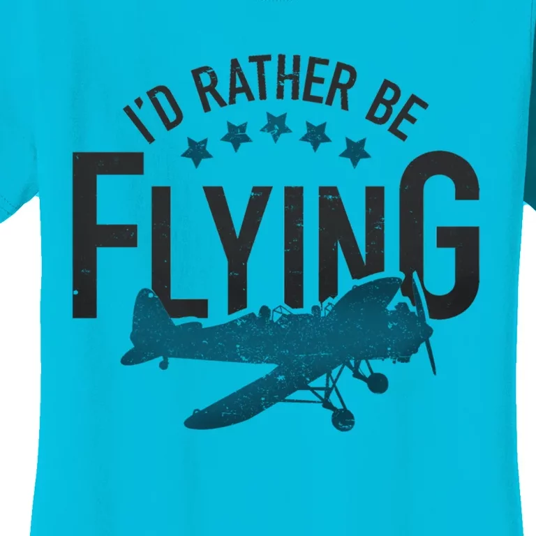 Id Rather Be Flying Retro Airplane Funny Aviation Pilot Gift Cute Gift Women's T-Shirt