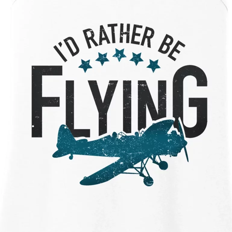 Id Rather Be Flying Retro Airplane Funny Aviation Pilot Gift Cute Gift Ladies Essential Tank