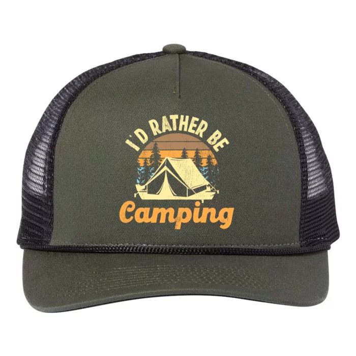 ID Rather Be Camping Tent Retro Vintage Retro Rope Trucker Hat Cap