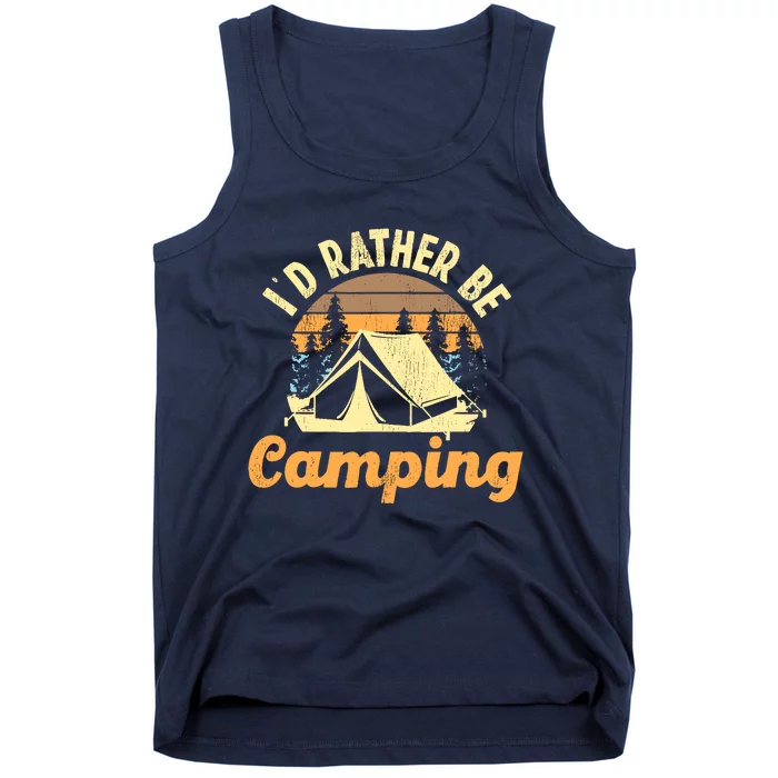 ID Rather Be Camping Tent Retro Vintage Tank Top