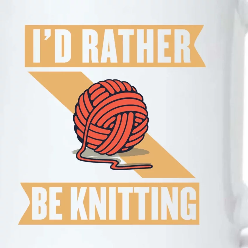 I'd Rather Be Knitting Yarn Lover Crocheting Crafting Sewing Gift Black Color Changing Mug