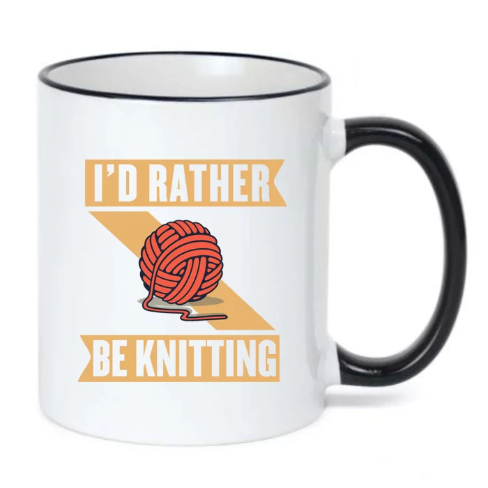 I'd Rather Be Knitting Yarn Lover Crocheting Crafting Sewing Gift Black Color Changing Mug