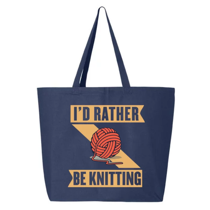 I'd Rather Be Knitting Yarn Lover Crocheting Crafting Sewing Gift 25L Jumbo Tote