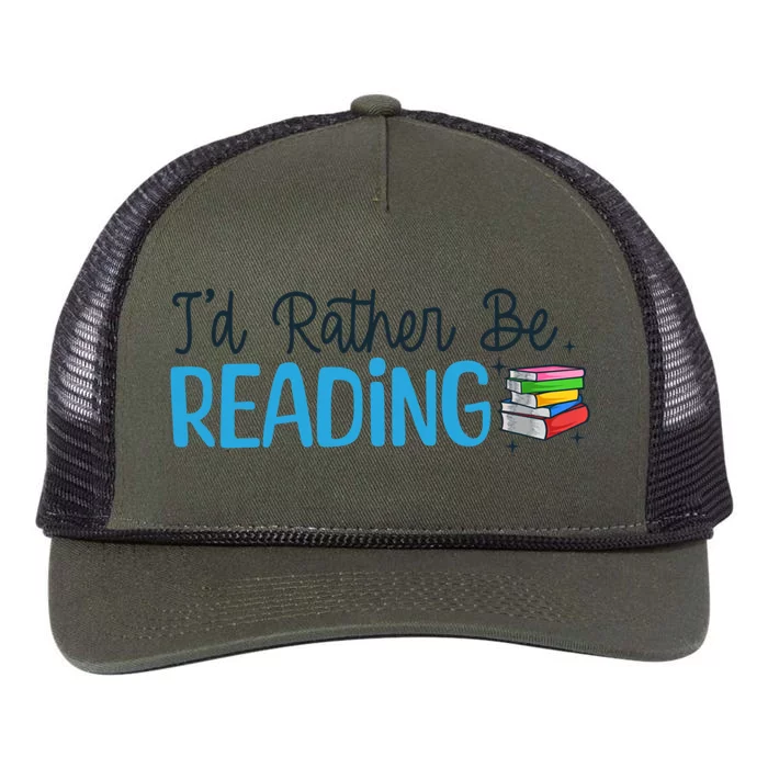 Id Rather Be Reading Cute Book Reader Saying Bookworm Quote Meaningful Gift Retro Rope Trucker Hat Cap