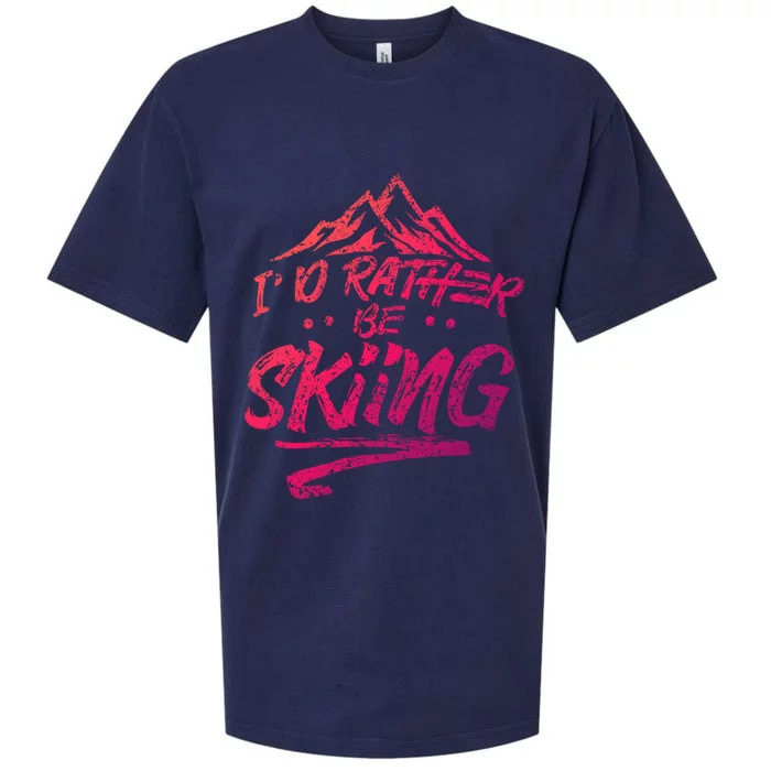 Id Rather Be Skiing Ski Skier Winter Sports Sayings Gift Sueded Cloud Jersey T-Shirt