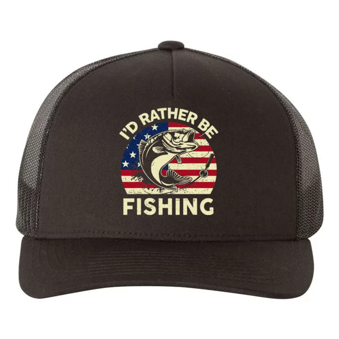 ID Rather Be Fishing Funny Fisherman Yupoong Adult 5-Panel Trucker Hat