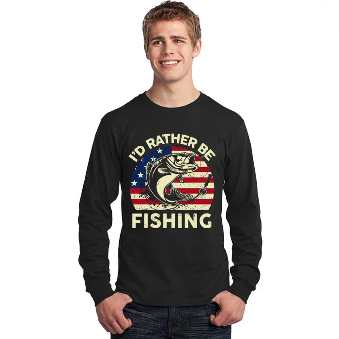 ID Rather Be Fishing Funny Fisherman Tall Long Sleeve T-Shirt