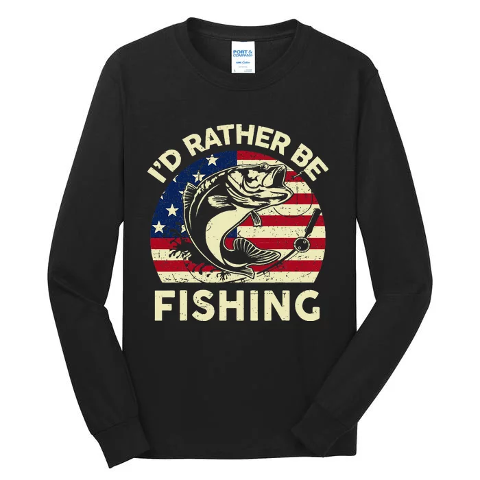 ID Rather Be Fishing Funny Fisherman Tall Long Sleeve T-Shirt