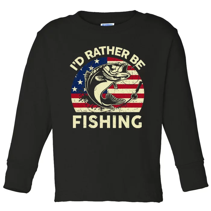 ID Rather Be Fishing Funny Fisherman Toddler Long Sleeve Shirt