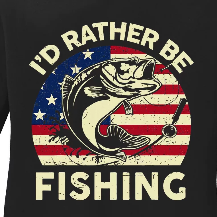 ID Rather Be Fishing Funny Fisherman Ladies Long Sleeve Shirt