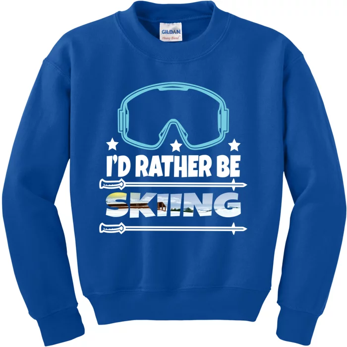 Id Rather Be Skiing Ski Snowboard Wintersport Gift Kids Sweatshirt