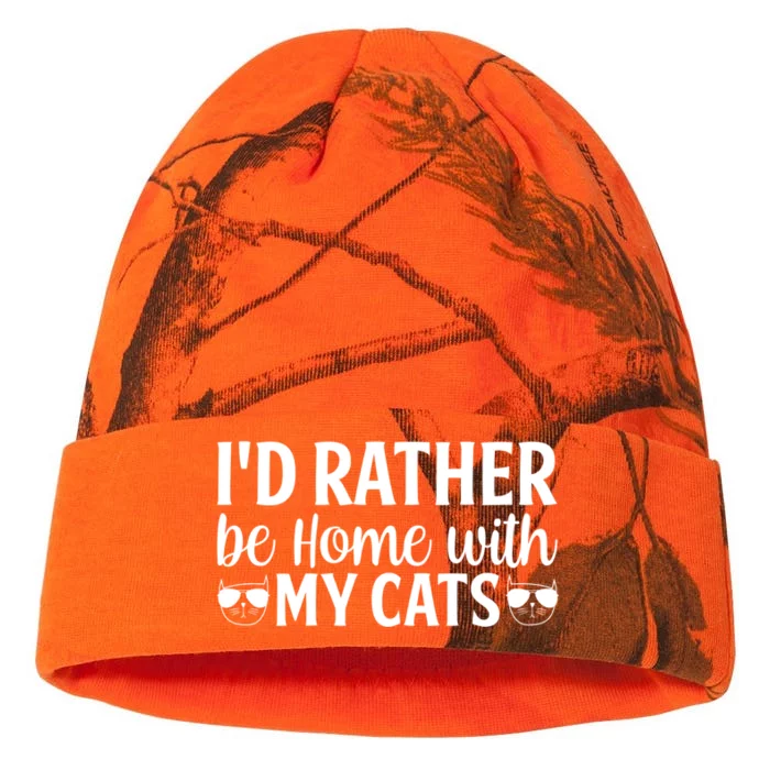 Id Rather Be Home With My Cats Cat Lady Purrfriend Great Gift Kati - 12in Camo Beanie