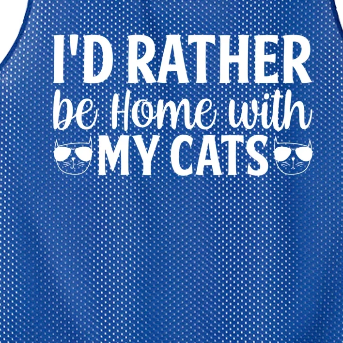 Id Rather Be Home With My Cats Cat Lady Purrfriend Great Gift Mesh Reversible Basketball Jersey Tank